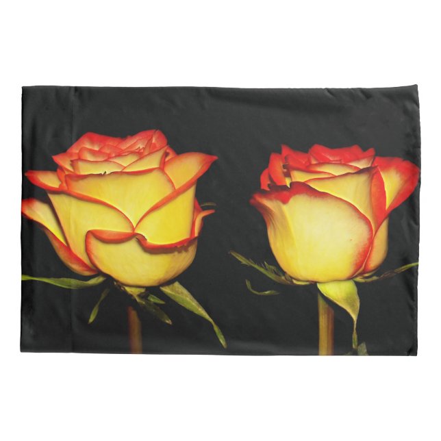 Funda De Cojín Bloom rosa rojo doble y amarillo (Reverso)