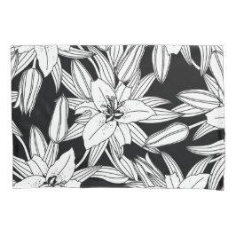 Funda De Cojín Blooming Lilies in Black and White