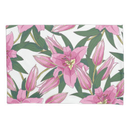 Funda De Cojín Blooming Lilies in Pastel Pink on White