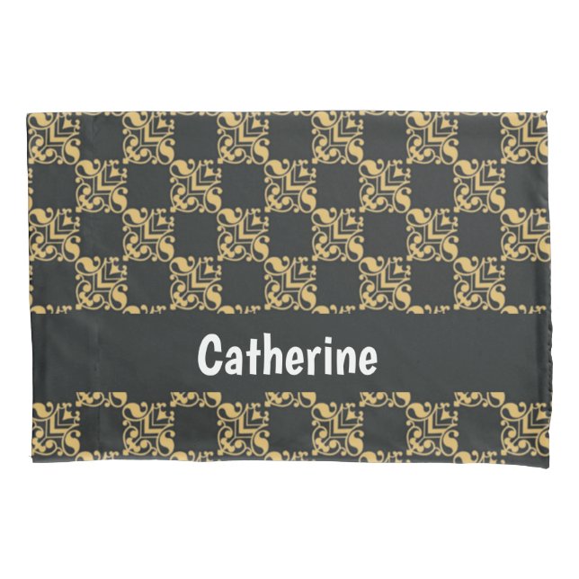 Funda De Cojín Bloques de damasco de bronce (Anverso)