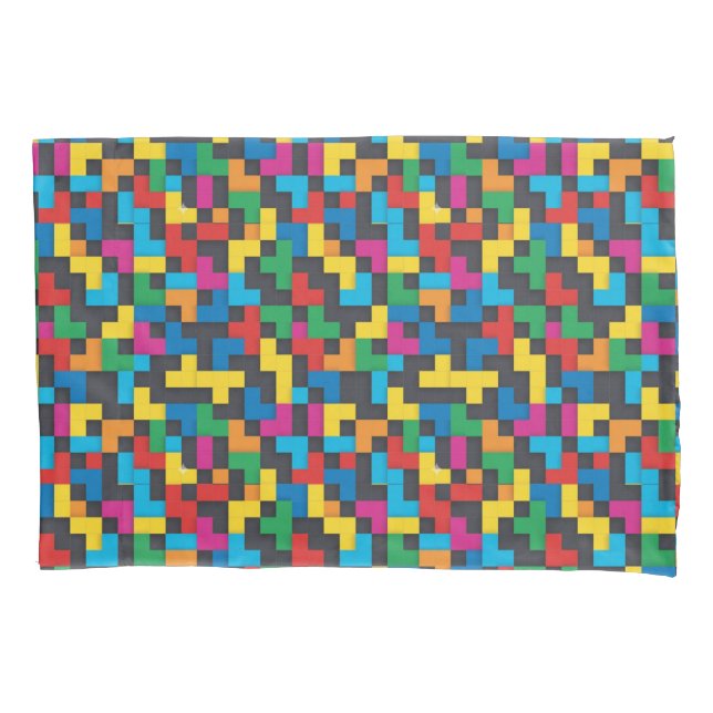 Funda De Cojín Bloques Retro Tetris Patrón Continuo (Anverso-izquierdo)