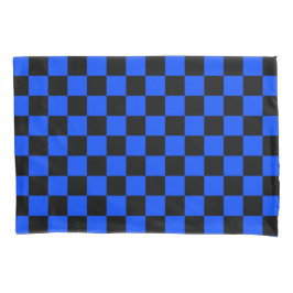 Funda De Cojín Blue and black checkerboard pattern