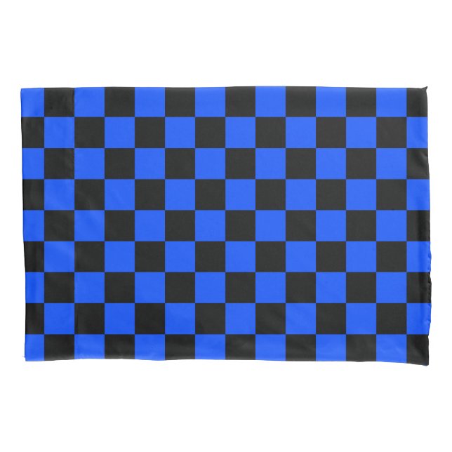 Funda De Cojín Blue and black checkerboard pattern (Anverso-izquierdo)