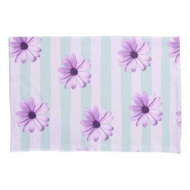 Funda De Cojín blue and purple striped daisy pattern (Anverso-izquierdo)