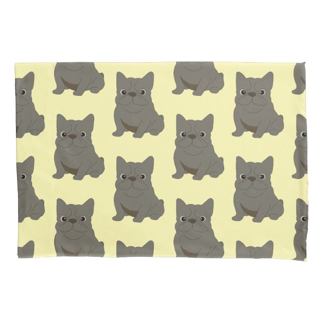 Funda De Cojín Blue Baby French Bulldog, yellow Pillow Case (Anverso)