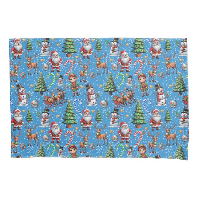 Funda De Cojín Blue Background Christmas Decorative Pattern (Anverso)