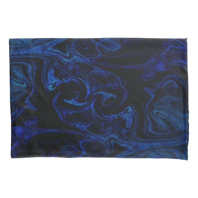 Funda De Cojín Blue Black Swirl Abstract Smoky Guay (Anverso)