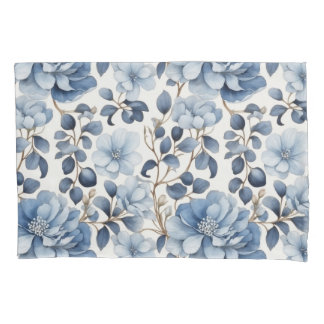 Funda De Cojín Blue Bloom Reverie – Floral Pillowcase