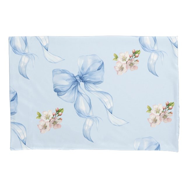 Funda De Cojín Blue bow and cherry blossom pillow case (Anverso)