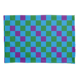 Funda De Cojín Blue Green Purple Checkered Pattern Design 