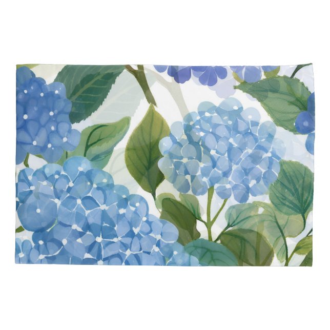 Funda De Cojín Blue Hydrangeas | Beautiful Floral Bush (Reverso)