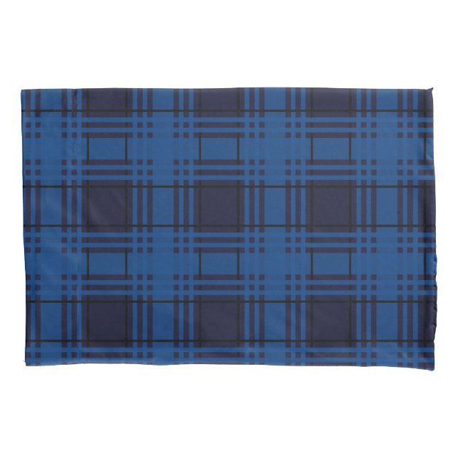 Funda De Cojín Blue Jewel Plaid Tartan Pillowcase (Anverso)