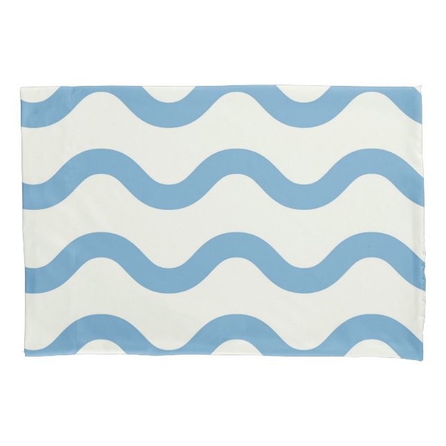 Funda De Cojín Blue Nautical Groovy Wavy Stripe Moderno Minimalis (Anverso)