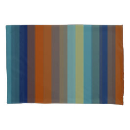 Funda De Cojín Blue, orange, green, yellow and gray stripes