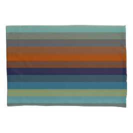Funda De Cojín Blue, orange, green, yellow and gray stripes