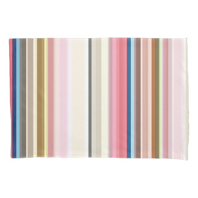 Funda De Cojín Blue, pink, almond and coffee stripes (Anverso)