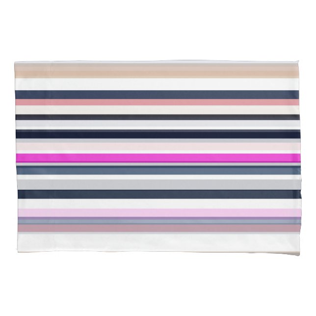Funda De Cojín Blue Pink and Sand Stripes (Anverso)