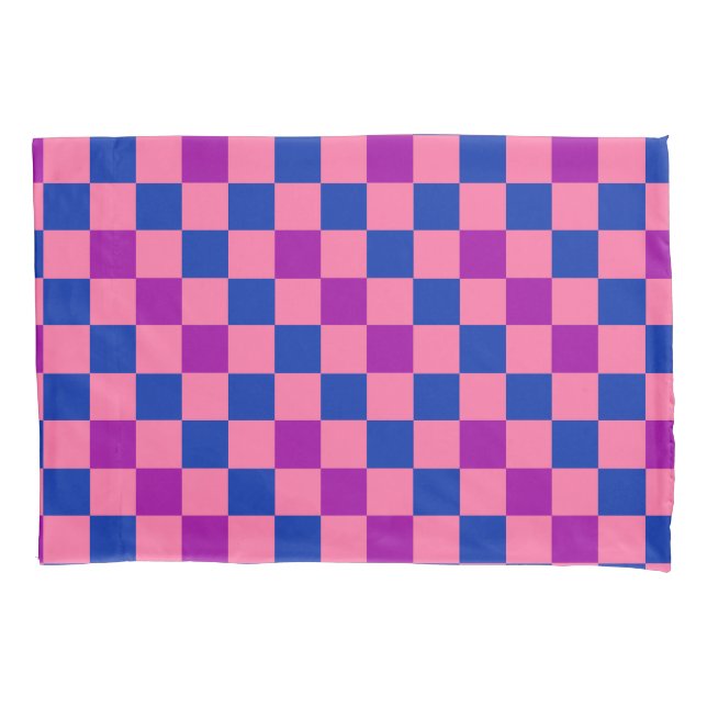 Funda De Cojín Blue Pink Purple Checkered Pattern Design  (Anverso)