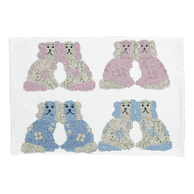 Funda De Cojín Blue Pink Staffordshire Dogs Ginger Jars Jar (Anverso)