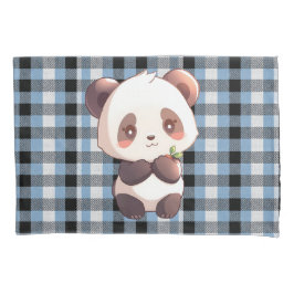 Funda De Cojín Blue Plaid Panda