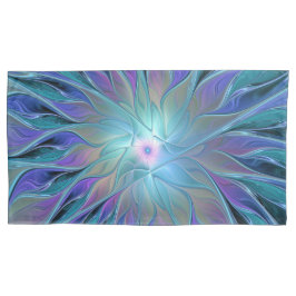 Funda De Cojín Blue Purple Flower Dream Resumen arte fractal