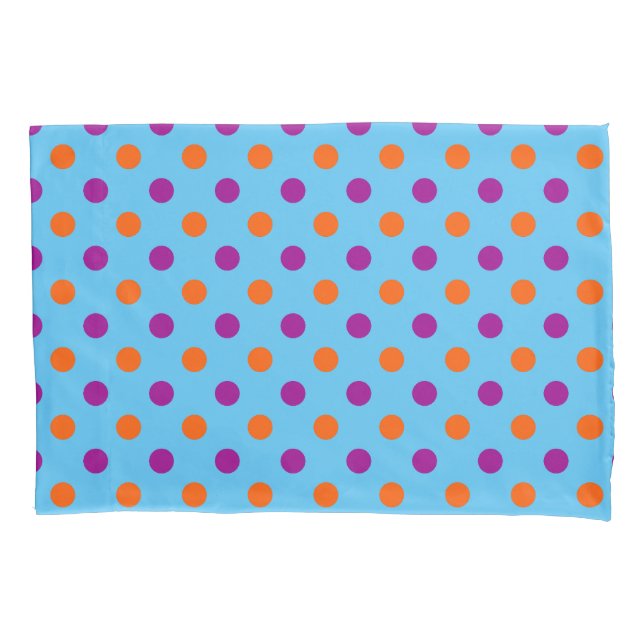 Funda De Cojín Blue Purple Orange Polka Dot Pattern (Anverso)