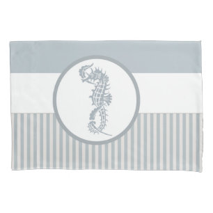 Funda De Cojín Blue Seahorse Blue Classic Nautical Elegant