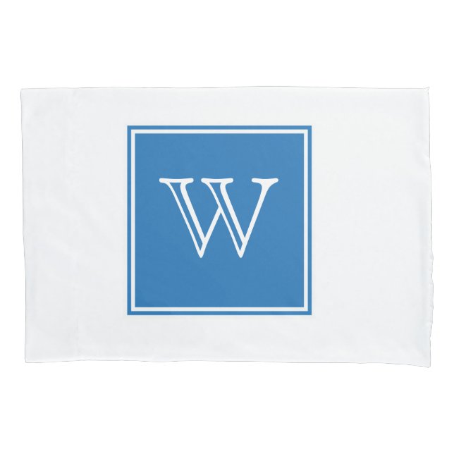 Funda De Cojín Blue Square Monograma Pillowcase (Anverso)