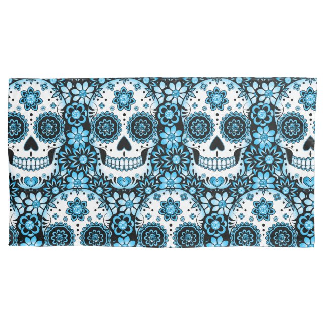 Funda De Cojín Blue Sugar Skull (Anverso-izquierdo)