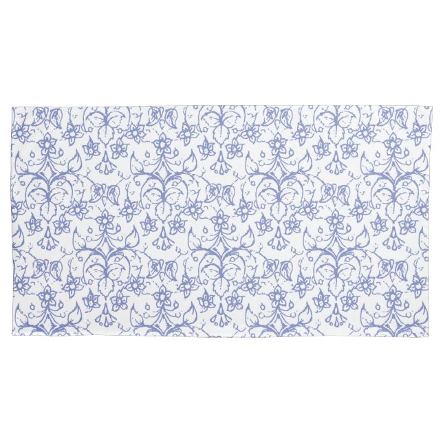 Funda De Cojín Blue White Periwinkles Patrón de estilo floral de  (Anverso-izquierdo)