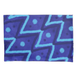Funda De Cojín Blue Zig Zags Dots Funky Pattern