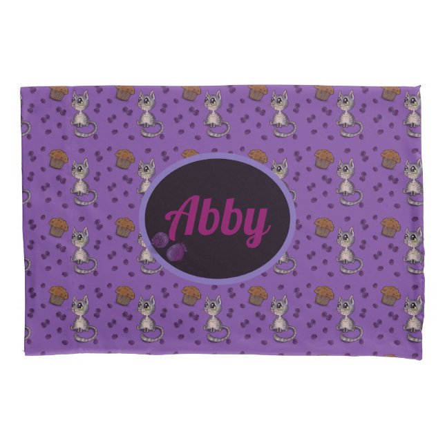 Funda De Cojín Blueberry Muffin Bloop Cat Pattern Pillowcase (Anverso)
