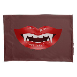 Funda De Cojín Boca De Vampiro Rojo Con Fangs En Color Rojo Oscur