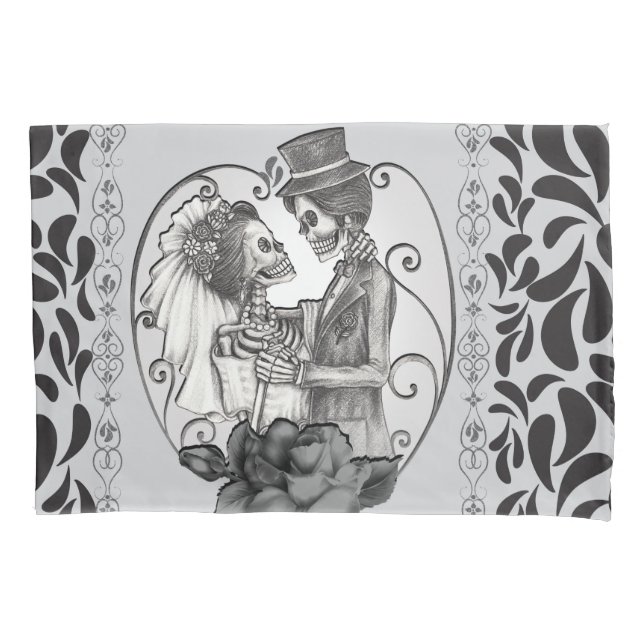 Funda De Cojín Boda de Esqueleto Amor Pareja Baile (Anverso)