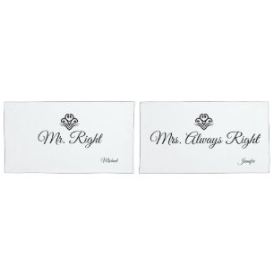 Funda De Cojín Boda Pareja Sr Derecha Sra. Siempre Nombres Correc