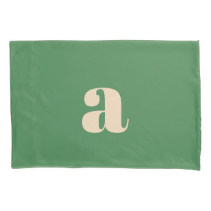 Funda De Cojín Boda verde retro moderna inicial