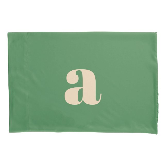 Funda De Cojín Boda verde retro moderna inicial  (Anverso)