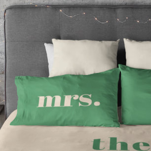 Funda De Cojín Boda verde retro moderna señor y señora
