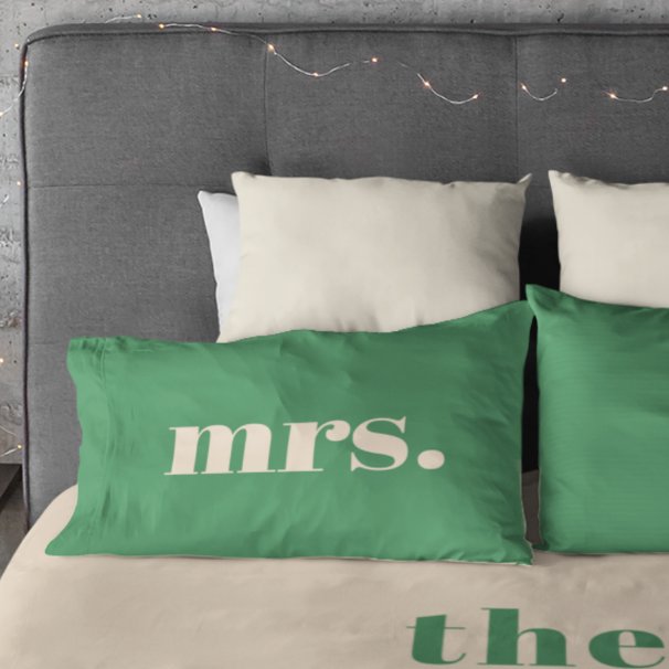 Funda De Cojín Boda verde retro moderna señor y señora  (Subido por el creador)