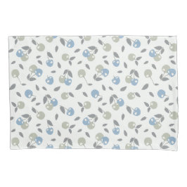 Funda De Cojín Boho Beach Cherries - sage blue fruit pattern.