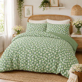 Funda De Cojín Boho Daisy Estampado Floral Verde