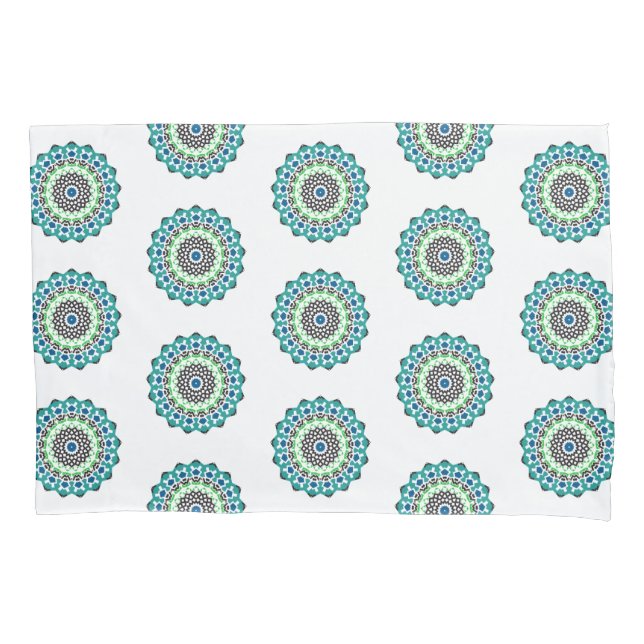 Funda De Cojín Boho del patrón Aqua Mandala (Anverso)