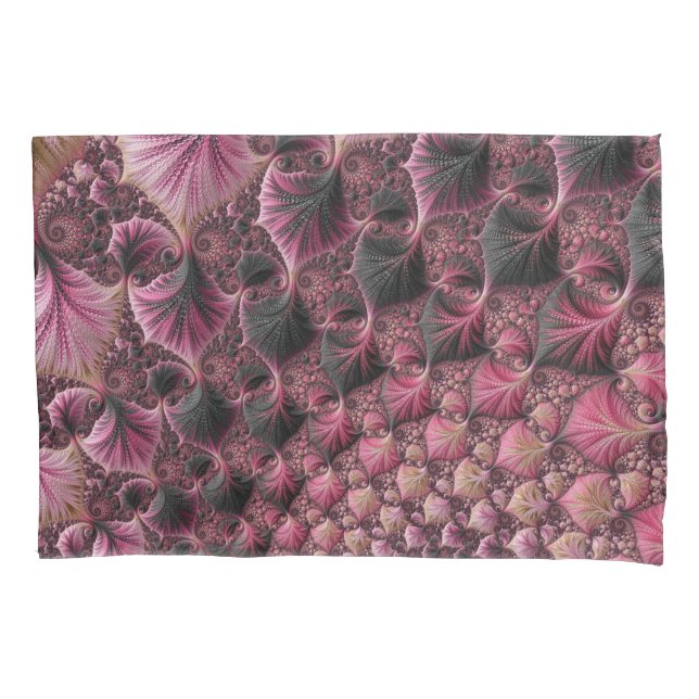 Funda De Cojín Boho Funky Ecléctico Rosa Negro Abstracto Fractal (Anverso-izquierdo)