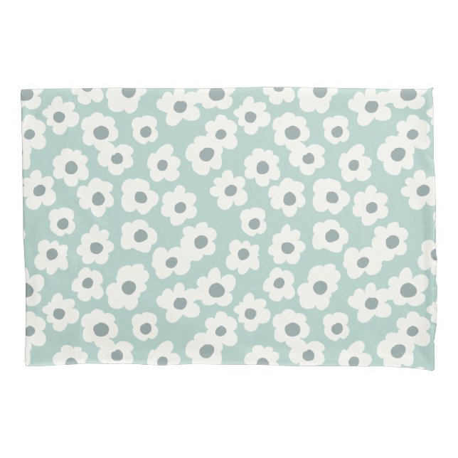 Funda De Cojín Boho Gren Blanco Gris Floral Moderno (Anverso)