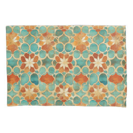 Funda De Cojín Boho Marroquí Turquesa y Terracotta Floral