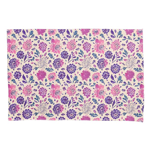 Funda De Cojín Boho Purple Floral Botánica (Anverso)