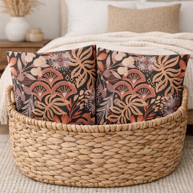 Funda De Cojín Boho Terracotta Floral Pattern Pillow Case Set (Subido por el creador)
