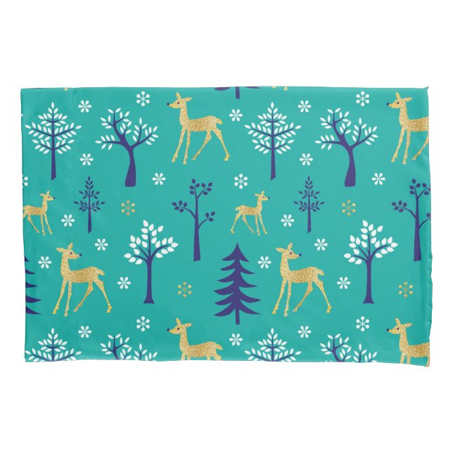 Funda De Cojín Boho Trees Gold Deers Modern (Anverso)