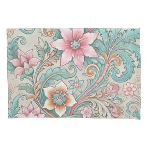 Funda De Cojín Boho Verde azulado rosa Pastel Floral de batik ind