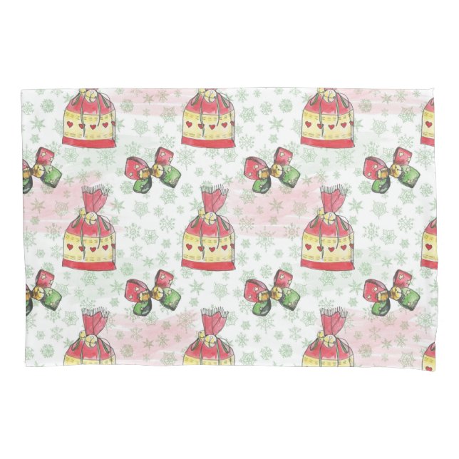 Funda De Cojín Bolsa de navidades de acuarela de caramelos (Anverso)